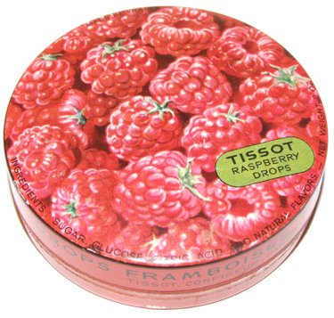 Vintage Tissot Raspberry Drops Candy Tin logo