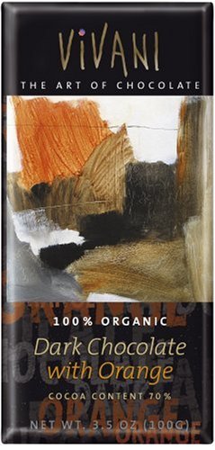 Vivani Organic Chocolate Bars, Dark Chocolate With Orange, 3.5 ounce Bars (Pack of 10) logo