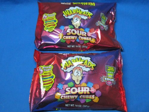 Warheads Sour Chewy Cubes 2 Packages-14 Oz Each 28 Oz Total logo