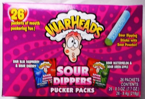 Warheads Sour Dippers Pucker Packs logo