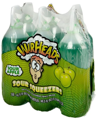 Warheads Sour Squeezers, Sour Apple, 6-count (Pack of 8) logo