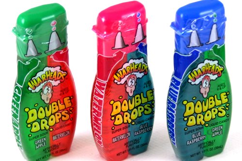 Warheads Super Sour Double Drops Liquid Candy 1.01 Fluid Ounce Bottles (Pack of 12) logo