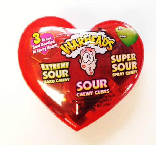 Warheads Valentine’s Day 4oz Heart With 3 Sour Candies Candy logo