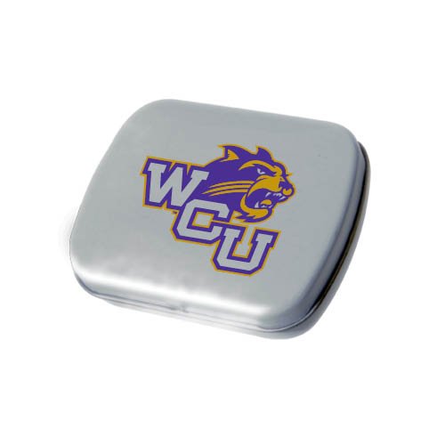 Western Carolina Silver Rectangular Peppermint Tin ‘wcu W/head’ logo