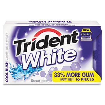 White Sugarless Gum, Cool Rush Flavor, 16 Pieces/pack, 9 Packs/box logo