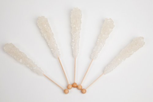 White Wrapped Rock Candy Sticks (10 Pieces) logo