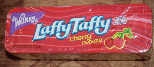 Wonka Cherry Flavored Laffy Taffy In Stocking Stuffer Tin! 4.08 Oz. (1 Pack) logo