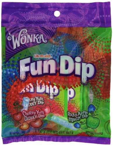 Wonka Fun Dip Lik-m-aid, Cherry and Razzapple, 3.5 ounce Bags (Pack of 12) logo