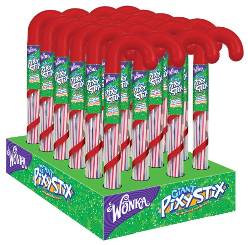 Wonka Pixy Stix Giant Christmas Canes, Grape, Punch, Cherry & Orange, 1.98 Ounce Package (Pack of 24) logo