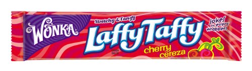 Wonka Stretchy & Tangy Laffy Taffy, Cherry Cereza, 1.5 ounce Packets (Pack of 36) logo