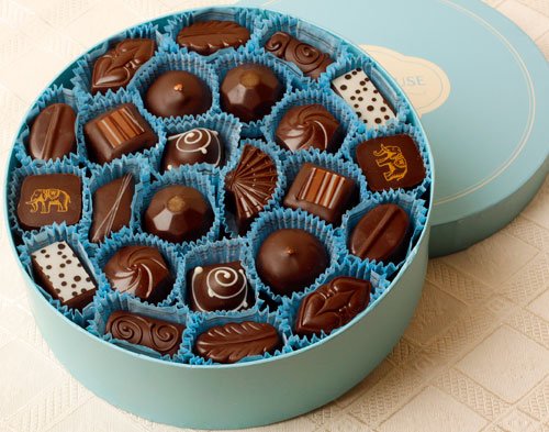 Woodhouse Chocolate – Mostly Dark Assortment – Blue Box logo