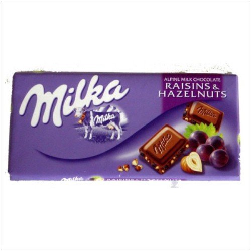 World’s Best Milka Chocolate – Raisins & Hazelnuts, 10 Bars logo