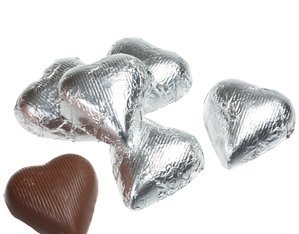 Wrapped Chocolate Hearts Silver 1.5 Pound logo