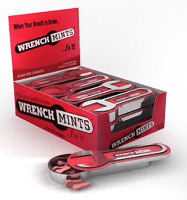 Wrench Mints Cinnamon Mints Twelve 0.45 Ounce Tins Per Box logo