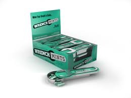 Wrench Mints Sugarfree Spearmint Mints Twelve .45 Ounce Tins logo