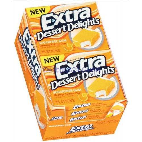 Wrigley Extra – Dessert Delights – Orange Creme Pop, Slim, 15 Stick Pack, 10 Count logo