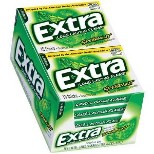 Wrigley Extra – Spearmint, Slim, 15 Stick Pack, 10 Count logo