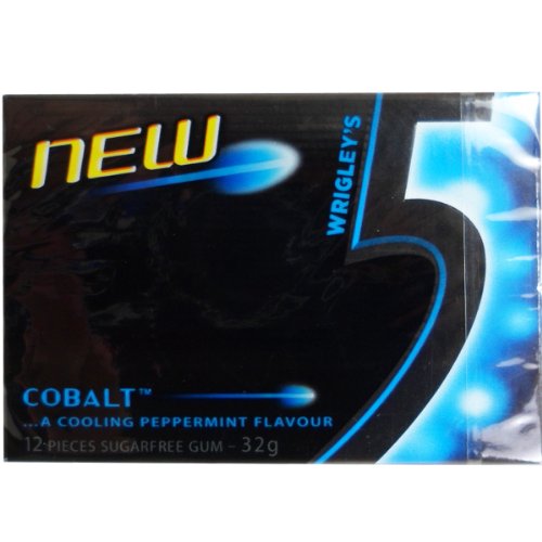 Wrigley’s 5 Cobalt New Chewing Gum Cooling Peppermint Flavour Sugarfree Net Wt 32 G (12 Pieces) X 10 Boxes logo