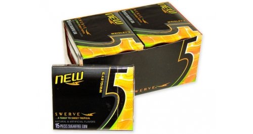 Wrigleys 5 Gum Swerve – A Tangy To Sweet Tropical Experience Natural and Artificial Flavors Sugarfree Gum – 10 Fifteen – Pieces Packages (150 Pieces Swerve Gum Total) logo