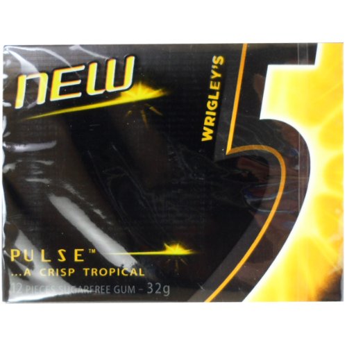 Wrigley’s 5 Pulse New Chewing Gum Grisp Tropical Flavour Sugarfree Net Wt 32 G (12 Pieces) X 10 Boxes logo