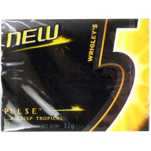 Wrigley’s 5 Pulse New Chewing Gum Grisp Tropical Flavour Sugarfree Net Wt 32 G ( 12 Pieces ) X 3 Boxes logo