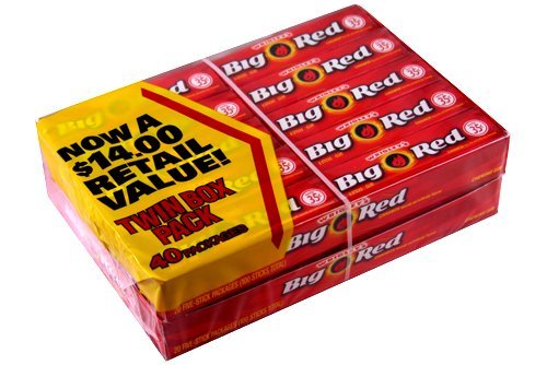 Wrigleys Big Red Chewing Gum, Cinnamon, 5 Sticks Per Pack, 40 Packs logo