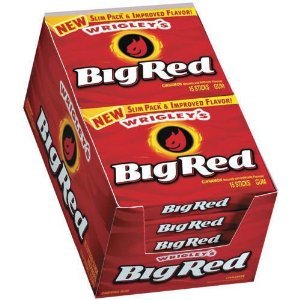 Wrigleys Big Red Chewing Gum, Slim Pack – 15 Sticks/pack – 10 Ea logo