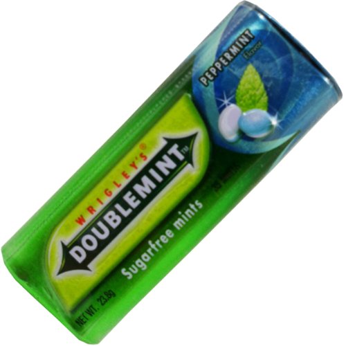 Wrigley’s Doublemint Candy Peppermint Flavor Sugar Free Net Wt 23.8 G (34 Pellets) X 5 Boxes logo