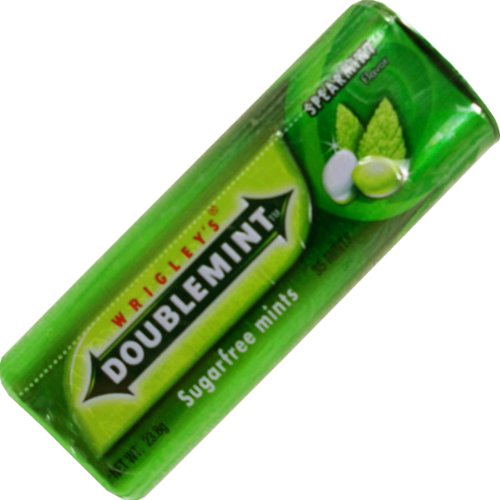 Wrigley’s Doublemint Candy Spearmint Flavor Sugar Free Net Wt 23.8 G (34 Pellets) X 2 Boxes logo