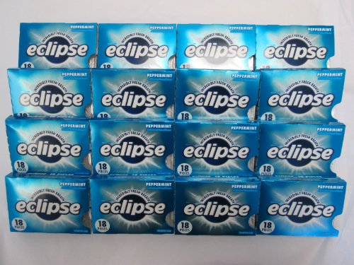Wrigley’s Eclipse Peppermint Artificially Flavored Incredibly Fresh Breath Sugar Free Chewing Gum – 16 Pack of 18 Piece Packages (288 Pieces Spearmint Total) logo