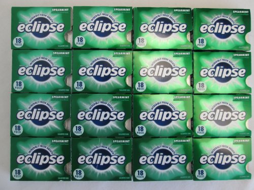 Wrigley’s Eclipse Spearmint Artificially Flavored Incredibly Fresh Breath Sugar Free Chewing Gum – 16 Pack of 18 Piece Packages (288 Pieces Spearmint Total) logo