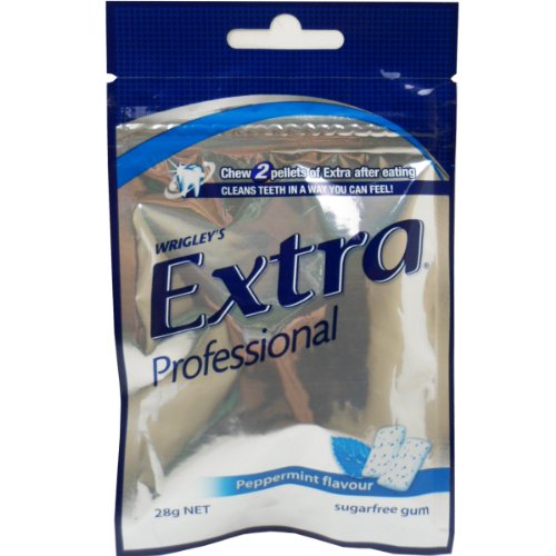 Wrigley’s Extra Professonal Chewing Gum Peppermint Flavor Sugarfree Net Wt 28 G ( 20 Pellets) X 3 Bags logo