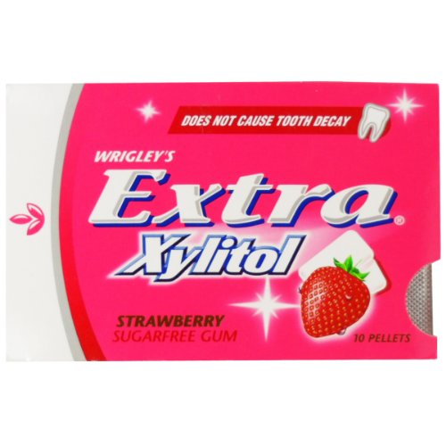 Wrigley’s Extra Xylitol Chewing Gum Strawberry Flavor Sugarfree Net Wt 14 G ( 10 Pellets) X 3 Boxes logo