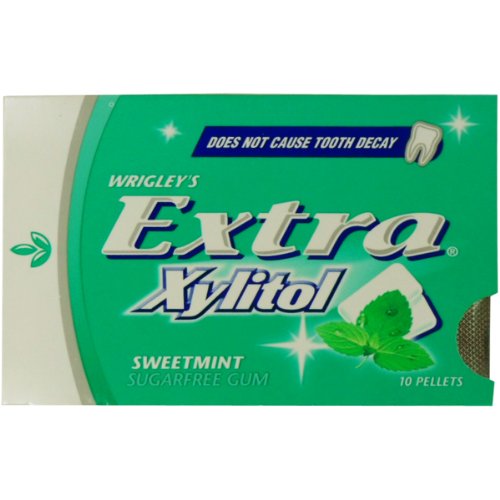 Wrigley’s Extra Xylitol Chewing Gum Sweetmint Flavor Sugarfree Net Wt 14 G (10 Pellets) X 10 Boxes logo