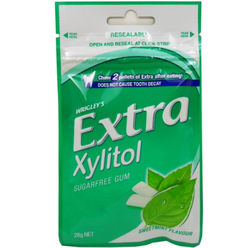 Wrigley’s Extra Xylitol Chewing Gum Sweetmint Flavor Sugarfree Net Wt 28 G (20 Pellets) X 10 Bags logo