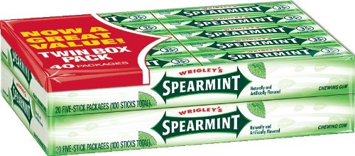 Wrigley’s Gum, Spearmint, 5 Count (Pack of 40) logo