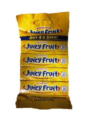 Wrigley’s Juicy Fruit Chewing Gum, 3 Packages Each Containing 4 Packs Of 5 Sticks Of Gum Each logo