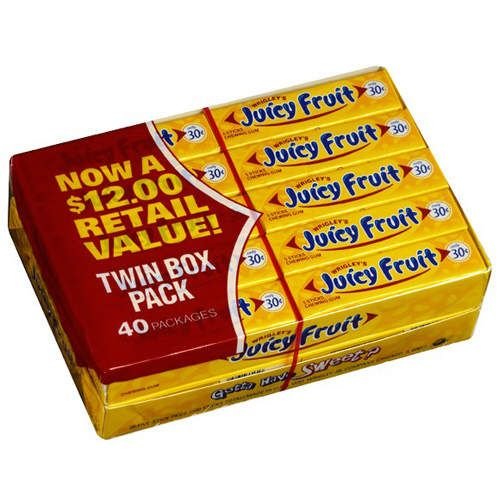 Wrigley’s Juicy Fruit Chewing Gum, 5-stick Package (Pack of 40) logo