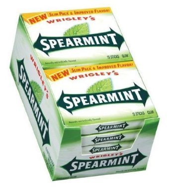 Wrigley’s Spearmint Chewing Gum – 10 Fifteen Sticks Packages (150 Sticks Total) logo