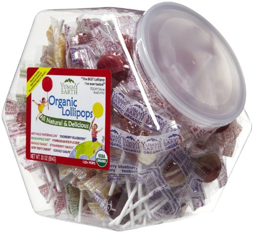 Yummy Earth Counter Bins Assorted Flavors 125+ Count Organic Lollipops logo