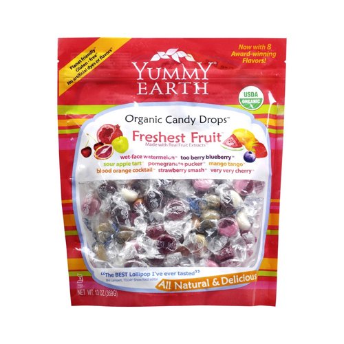 Yummy Earth Organic Candy Drops – Freshest Fruit – 13 Oz Yummy Earth Organic Can logo