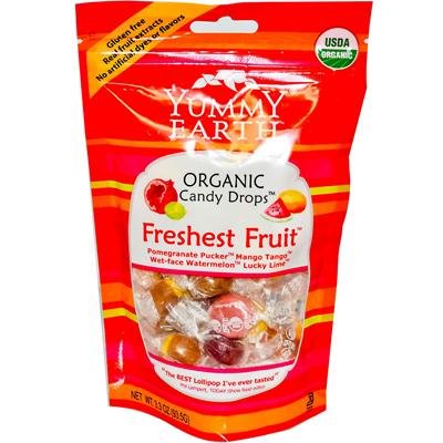 Yummy Earth Organic Candy Drops Freshest Fruit 3.30 Oz. Bags (approximately 30 Count) (Pack of 5) logo