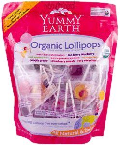 Yummy Earth Organic Lollipops Assorted Flavors 1 Lb. Bulk Bag (approximately 70 Count) logo