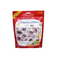 Yummy Earth Organic Lollipops Very Very Cherry 12.3 Oz. Family Size Bag Approximately 60 Count 221408 logo