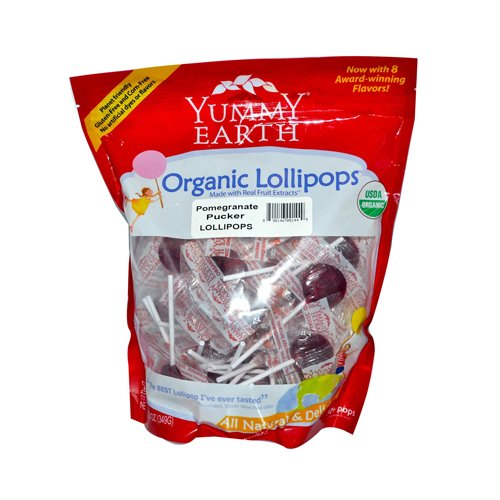 Yummy Earth Organic Pomegranate Pucker Lollipops – 12.3 Oz Yummy Earth Organic P logo