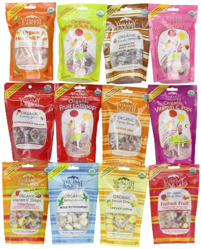 Yummyearth Organic Pops & Drops, 12-count Sampler, Nt. Wt. 38 Oz. logo