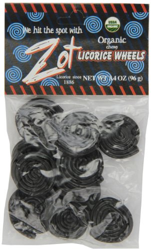 Zot 100% Organic Chewy Licorice Wheels, 3.4 ounce Bags (Pack of 6) logo