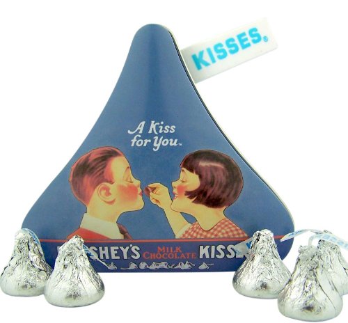 A Kiss For You Hershey Kisses Shape Candy Tin With Silver Foil Chocolate Candies logo