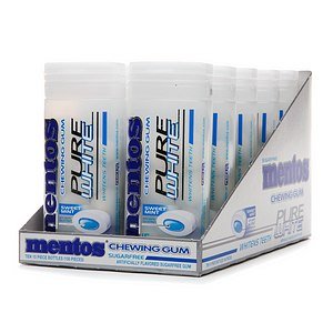 A1 Mentos Chewing Gum Pure White Whitens Teeth Everytime You Chew 10 Bottles Of 15 Pieces logo