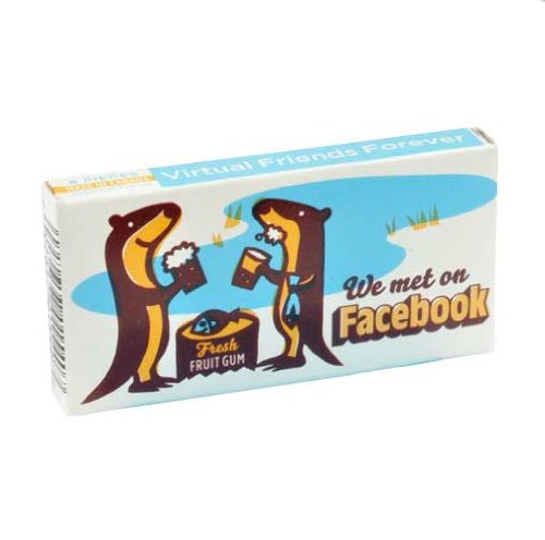 Blue Q Gum We Met On Facebook logo